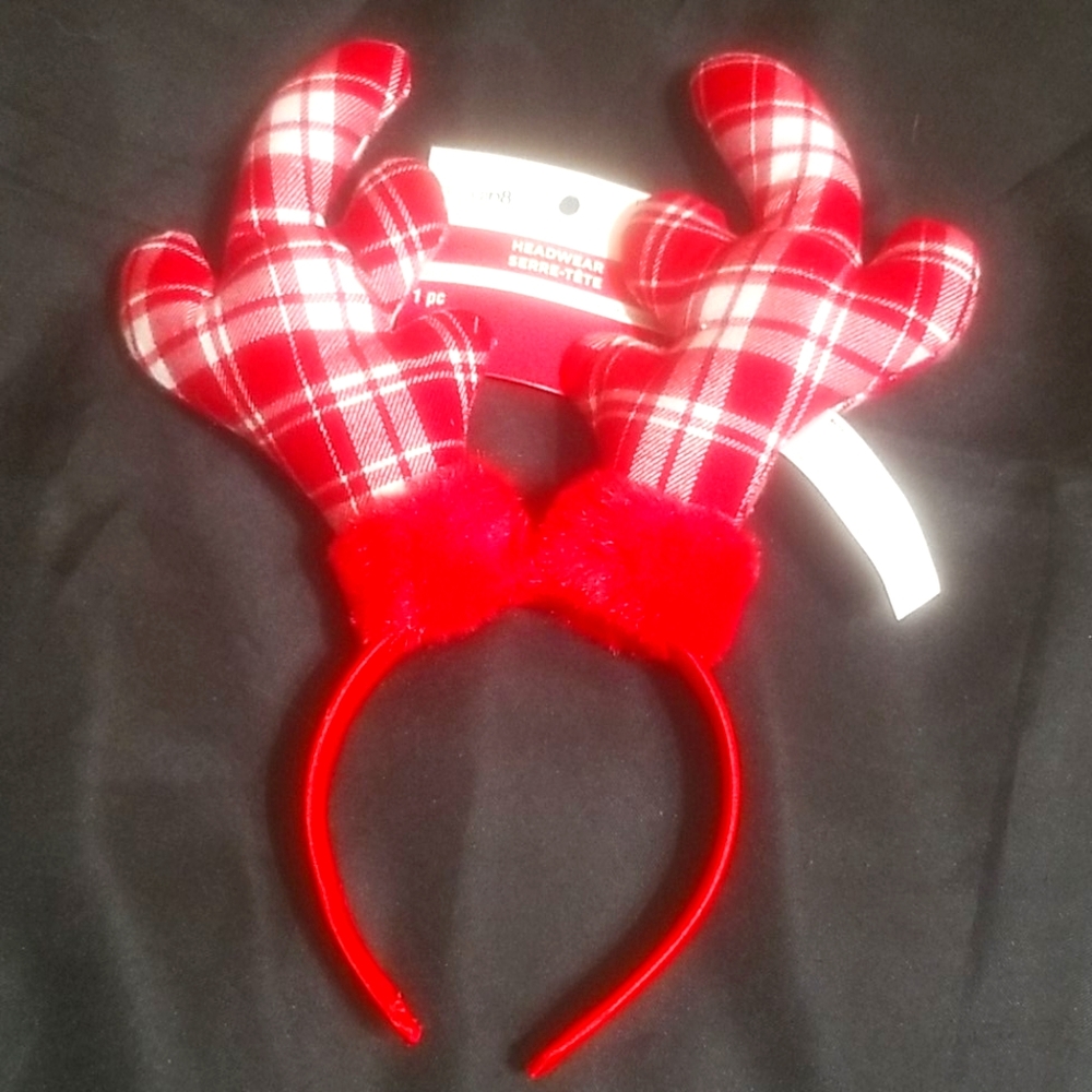 Plaid reindeer headband
